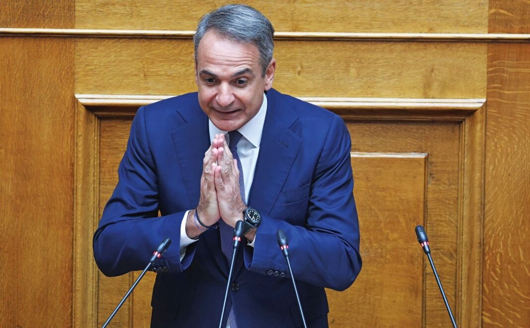 Ο Κυριάκος Μητσοτάκης στο βήμα της Βουλής