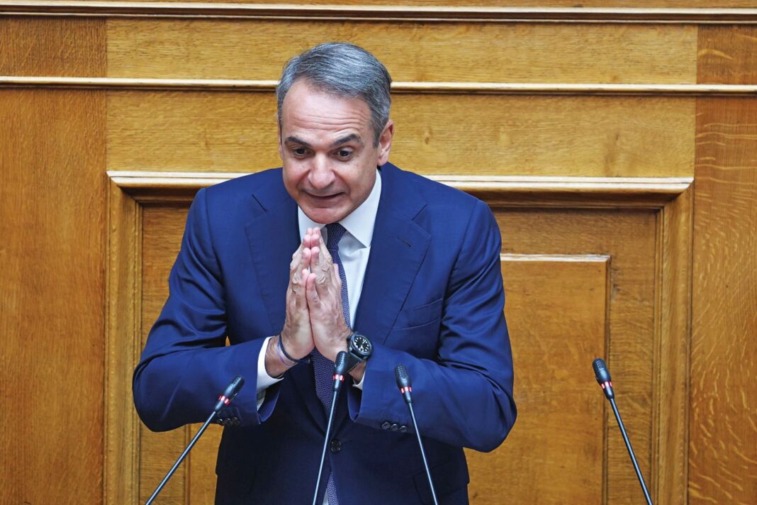 Ο Κυριάκος Μητσοτάκης στο βήμα της Βουλής
